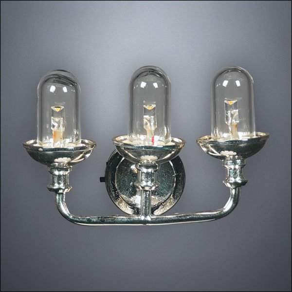 Polished Metal Triple Vanity Wall Light – Battery Operated LED