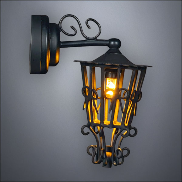 Victorian Black Wall Lantern – Battery Operated LED