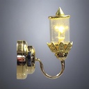 Brass Wall Lamp with Glass Cylinder and Pointed Top - Battery Operated LED