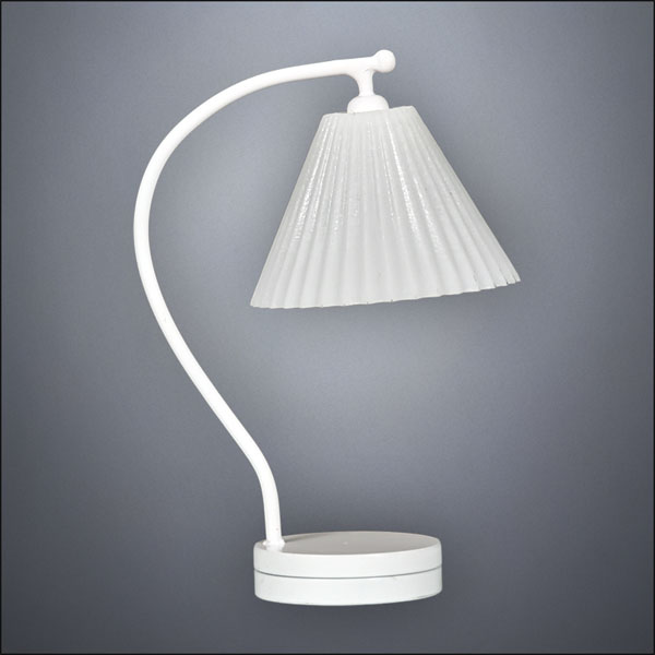 Modern White Curved Desk Lamp – Battery Operated LED