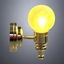 Brass Wall Light with Finial and Frosted Globe - Battery Operated LED