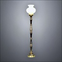 Victorian Brass Floor Lamp with Ribbed Glass Globe – Battery Operated LED