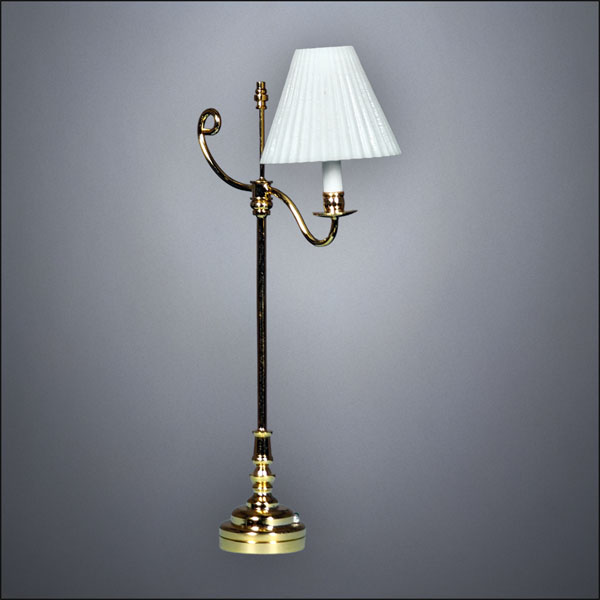 Victorian Brass Floor Lamp with Ribbed Glass Globe – Battery Operated LED