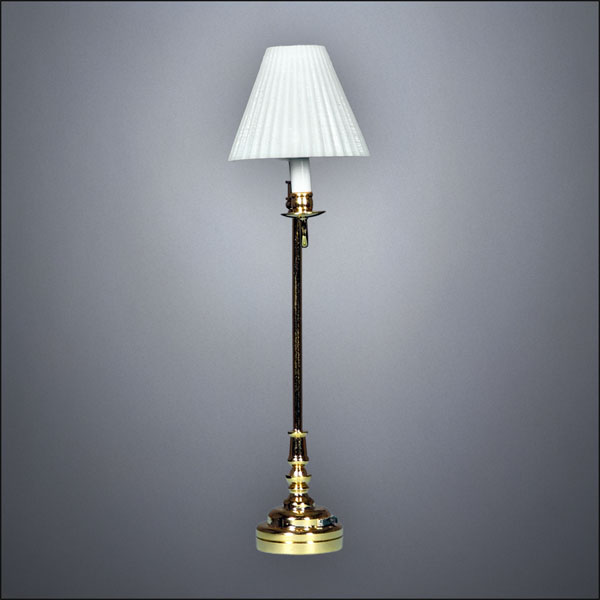 Asymmetrical Brass Floor Lamp with White Shade – Battery Operated LED