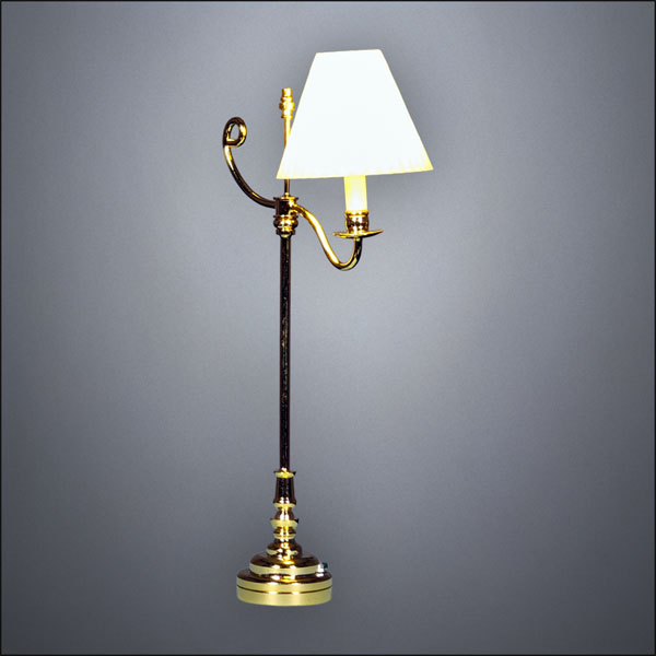 Asymmetrical Brass Floor Lamp with White Shade – Battery Operated LED