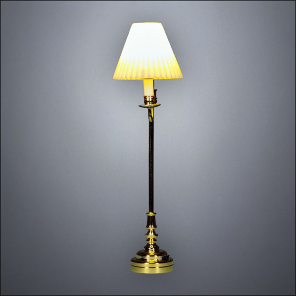 Asymmetrical Brass Floor Lamp with White Shade – Battery Operated LED