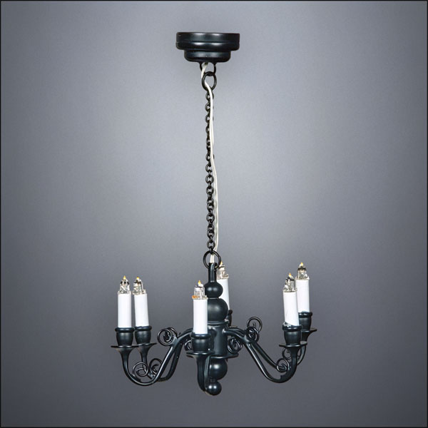 Traditional Brass Six-Arm Chandelier – Battery Operated LED