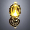 Wall Glass Hurricane Lamp with Brass Reflector - Battery Operated LED