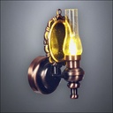 Wall-mounted Glass Hurricane Lamp with Antique Bronze Reflector - Battery Operated LED