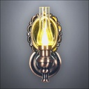 Wall-mounted Glass Hurricane Lamp with Antique Bronze Reflector - Battery Operated LED