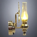 Wall Glass Hurricane Lamp with Brass Reflector - Battery Operated LED