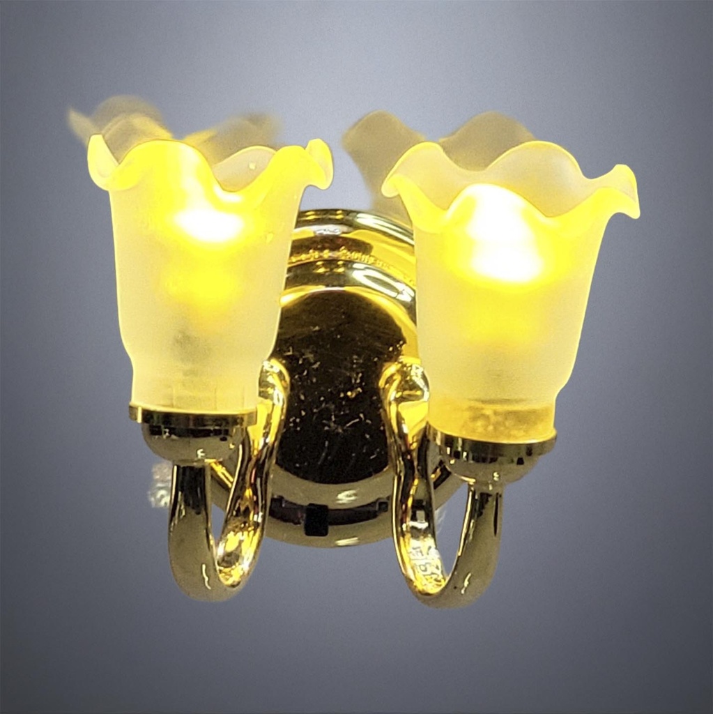Wall Lamp with Twin Tulip Shades - Battery Operated LED
