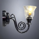 Gunmetal Curlicue Ornamental Wall Sconce Light with Bell Glass - Battery Operated LED