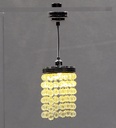 Chrome Chandelier with Beaded Fringe - Battery Operated LED