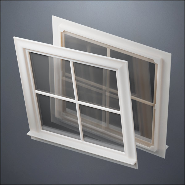 Wide 4-Pane Thick-Framed Window