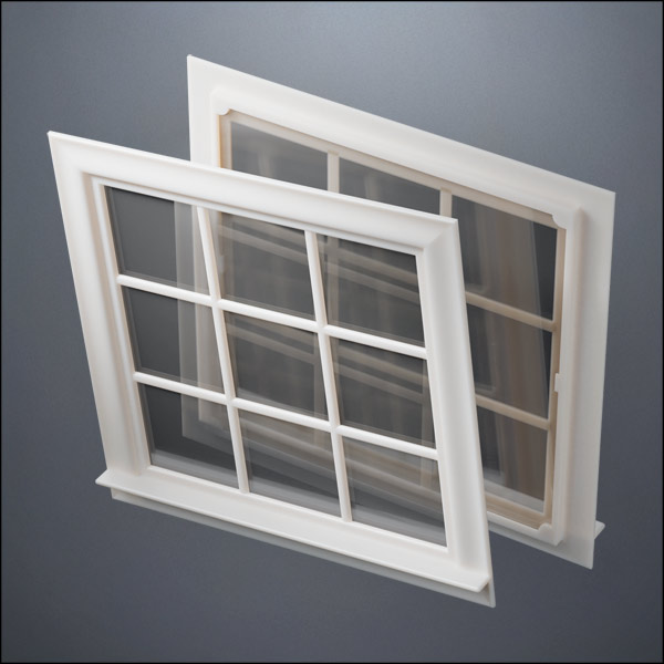 Wide 9-Pane Thick-Framed Window