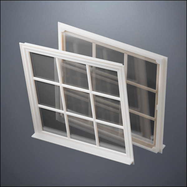 Wide 9-Pane Thin-Framed Window