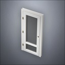 modern thin-frame 3/4 & 1/4 Windows Door with fancy-profile frame and brass hardware, shown closed in perspective view