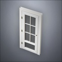 classic thick-frame 3/4 Six Pane & 1/4 Window Door with fancy-profile frame and brass hardware, shown closed in perspective view