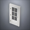 classic thick-frame 3/4 Six Pane Window Door with fancy-profile frame and brass hardware, shown closed in perspective view