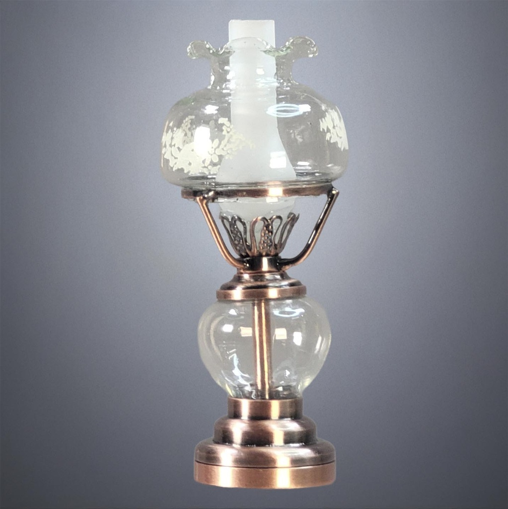 Copper Gas Lamp with Etched Glass - Battery Operated LED