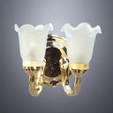 Brass Wall Lamp with Twin Tulip Shades - Battery Operated LED