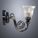 Gunmetal Curlicue Ornamental Wall Sconce with Bell Glass - Battery Operated LED