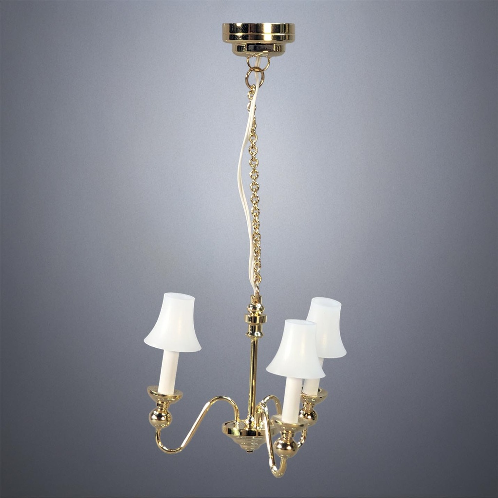 Brass Ceiling Light with Three Bell Shades - Battery Operated LED