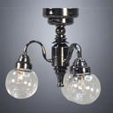 Gunmetal Ceiling Light with 3 Round Glass Bulbs - Battery Operated LED