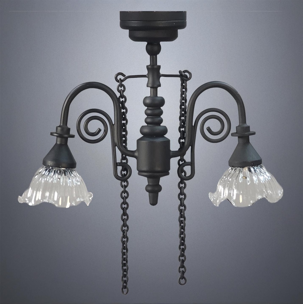 Twin-Arm Black Ceiling Light - Battery Operated LED