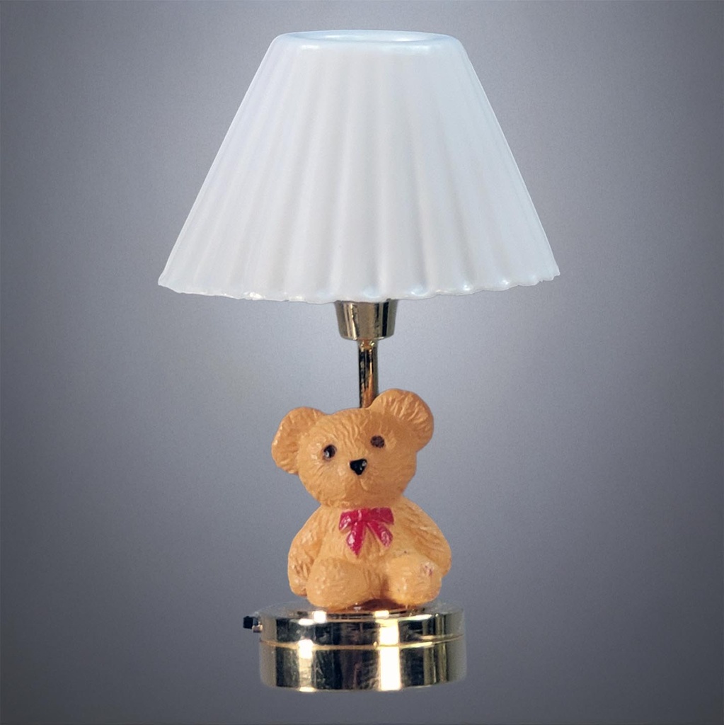 Brass Table Lamp  with Teddy Bear - Battery Operated LED