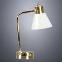 Brass Gooseneck Desk Light with White Cone Shade - Battery Operated LED