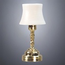 Brass Table Lamp with White Bell Shade - Battery Operated LED