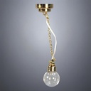 Brass Ceiling Hanging Chain with Glass Globe Light - Battery Operated LED