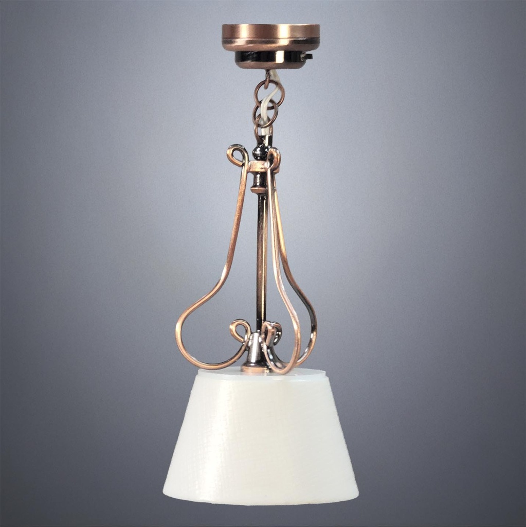 Bronze Ceiling Light with Hanging Cone Shade - Battery Operated LED