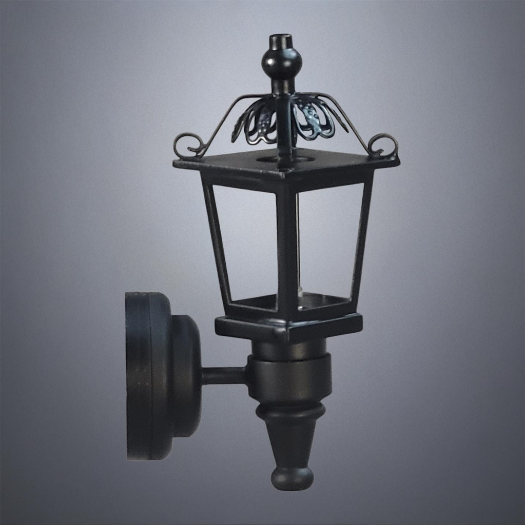 Black Square Vintage Wall Lantern with No Glass - Battery Operated LED