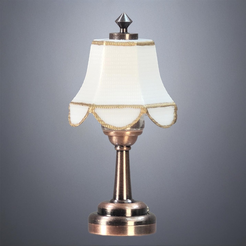 Bronze Table Lamp with White Hexagon Shade - Battery Operated LED
