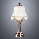 Bronze Table Lamp with White Hexagon Shade - Battery Operated LED