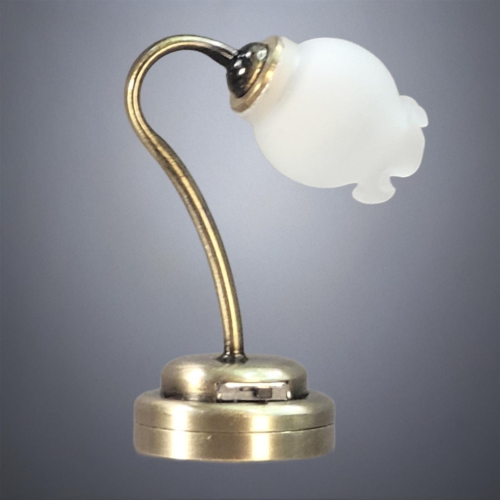 Bronze Gooseneck Table Lamp with Frosted Tulip Shade - Battery Operated LED