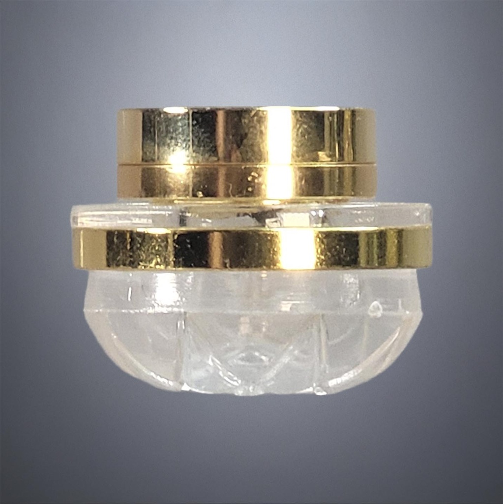 Brass Ceiling Light with Clear Floral Dome - Battery Operated LED