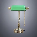 Brass Desk Banker's Lamp with Green Shade - Battery Operated LED