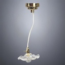 Hanging Ceiling Light with Clear Glass Flower Shade - Battery Operated LED