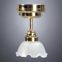 Brass Ceiling Light with Frosted Dome Flower Shade - Battery Operated LED