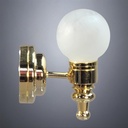 Brass Wall Light with Finial and Frosted Globe - Battery Operated LED