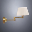 Folding-Arm Brass Wall Lamp with White Shade - Battery Operated LED