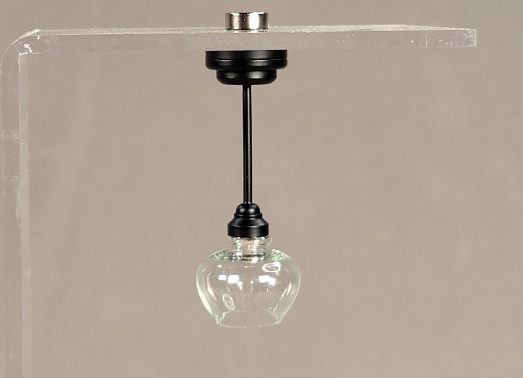 Black Ceiling Light with Glass Bowl Shade - Battery Operated LED