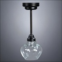 Black Ceiling Light with Glass Bowl Shade - Battery Operated LED