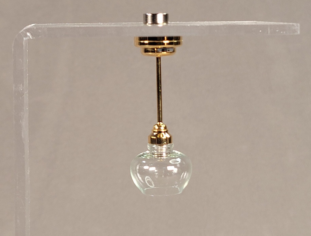 Brass Ceiling Light with Glass Bowl Shade - Battery Operated LED