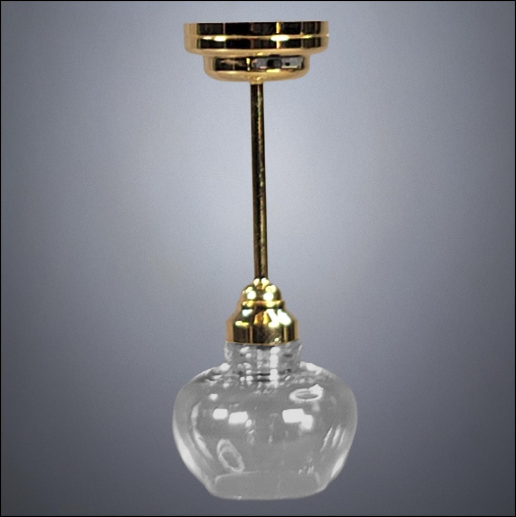 Brass Ceiling Light with Glass Bowl Shade - Battery Operated LED
