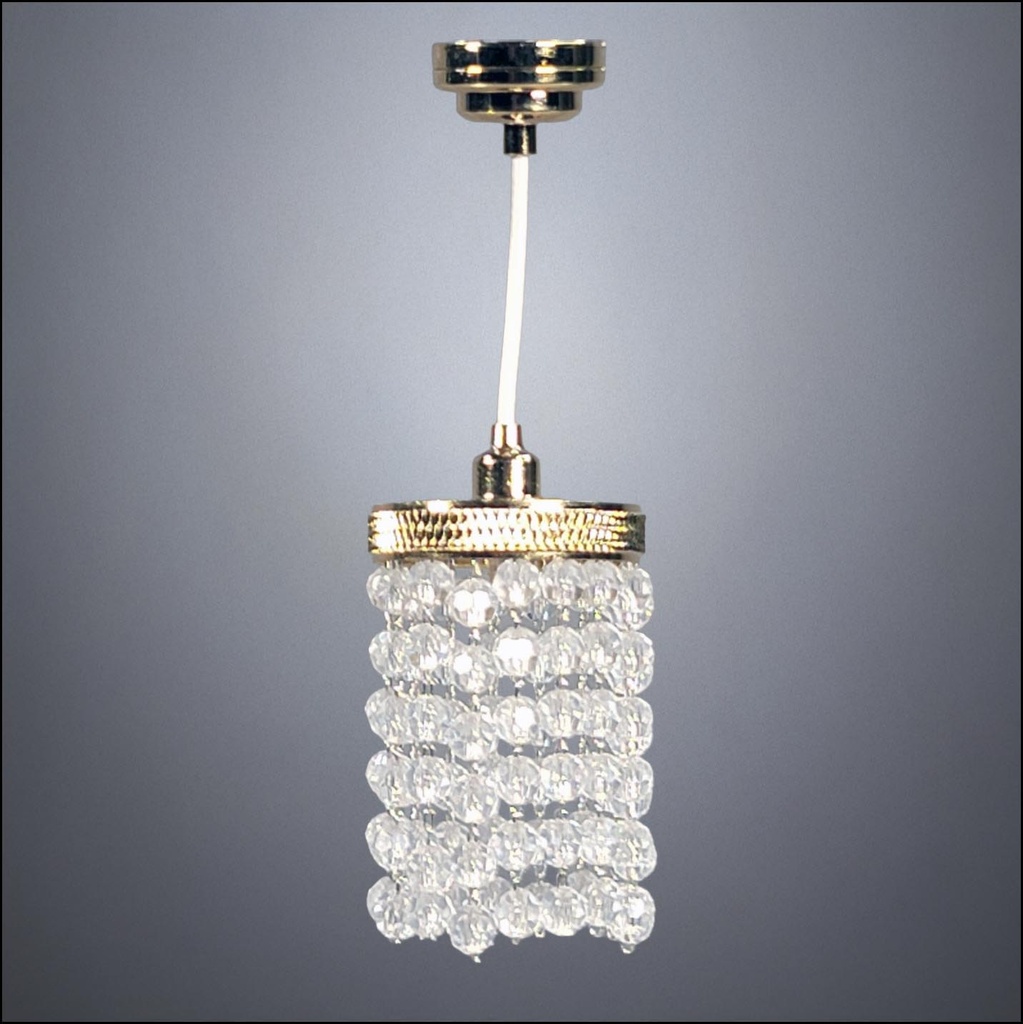 Brass Chandelier with Beaded Fringe - Battery Operated LED